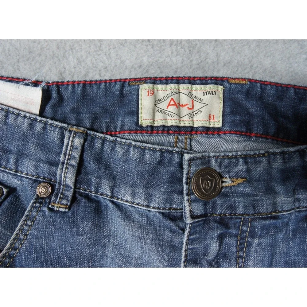 Armani Jeans Mens 36 Blue Denim Pants Straight Leg Italy‎ Luxury Casual 35x27